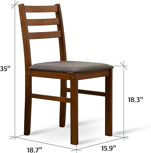 Miniatura 3 de Livinia Seattle - Juego de 2 sillas tapizadas de tela de madera maciza para cocina, comedor, sillas con respaldo de escalera de madera (antiguas)