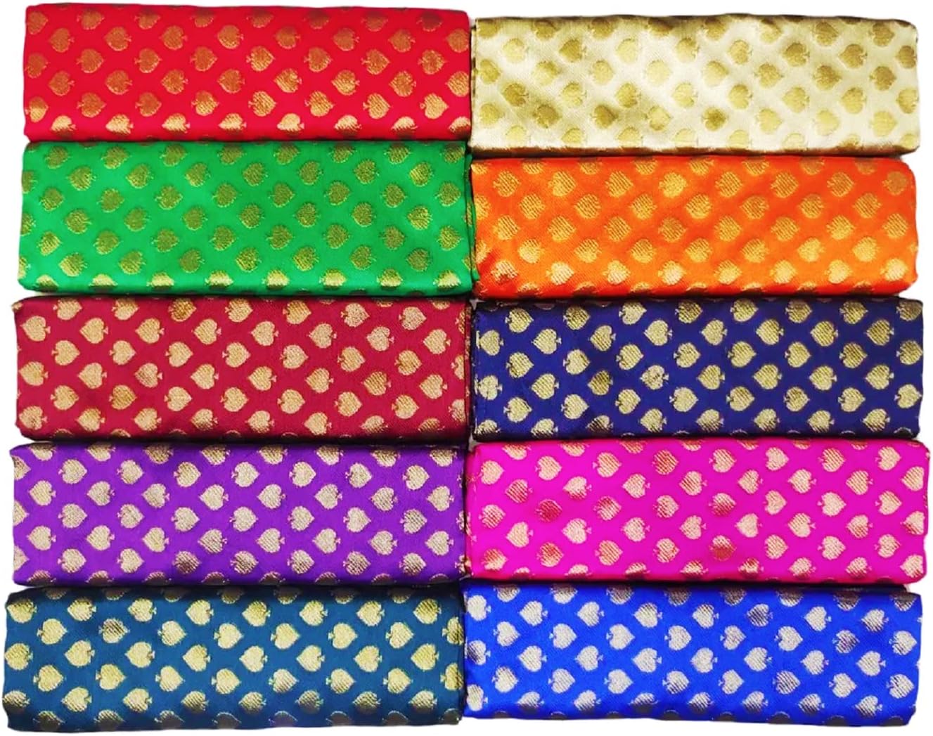 Women's Blouse Piece Silk Cotton Blend Unstitched Blouse Materials 1 meters Each,Multicolour (Pack of 10)