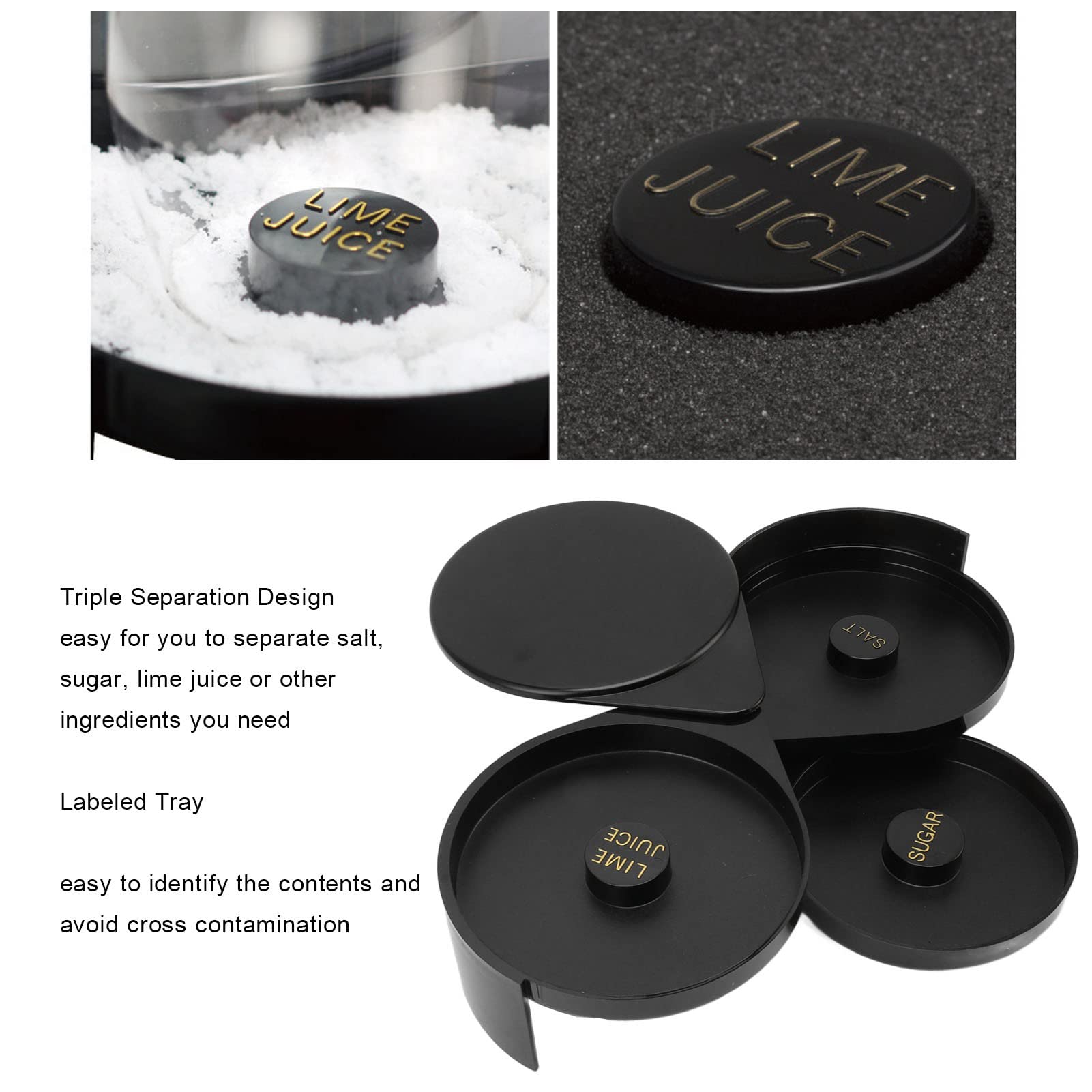 3 Tier Bar Glass Rimmer for Margarita and Cocktail, Margarita Cocktail Salt and Sugar Glass Rimmer, Salt Box Spice Container, Salt Rimmer for Cocktails, Bartender Tool