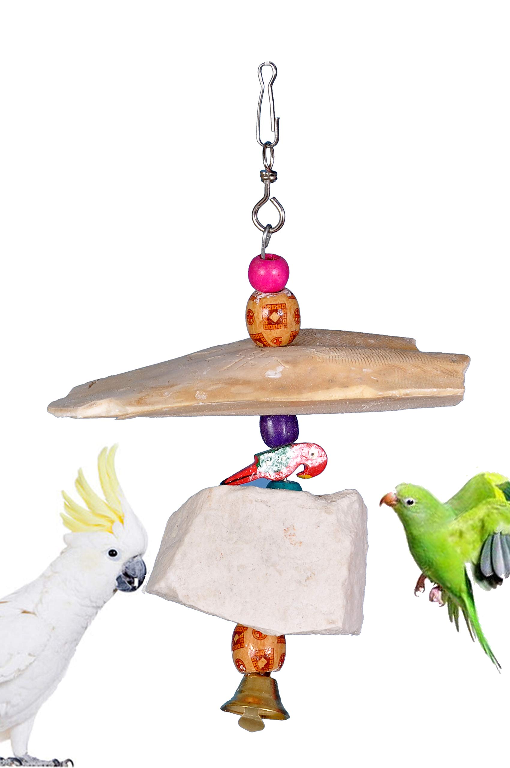 Natural Mineral Block and Cuttlefish Bone Toy for Birds,Budgies,Finches,Cocktail,Parrot,Conure,African Gray,Macaw and Other Birds (Small)