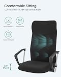SONGMICS chaise de bureau, chaise de bureau ergonomique pivotante, siège rembourré, réglable en hauteur et inclinable, supporte jusqu'à 120 kg, encre noire UOBN034B01