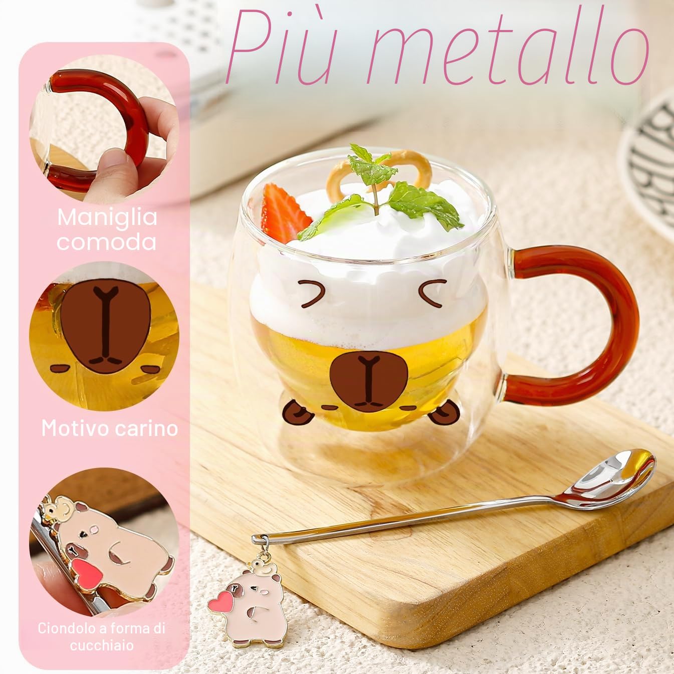 Regali per donne, oggetti dolci Capybara, bicchieri da caffè a doppia parete, tazze Kawaii per cappuccino, tè, espresso, latte macchiato, bicchieri, regali di Natale, regalo di compleanno, regali