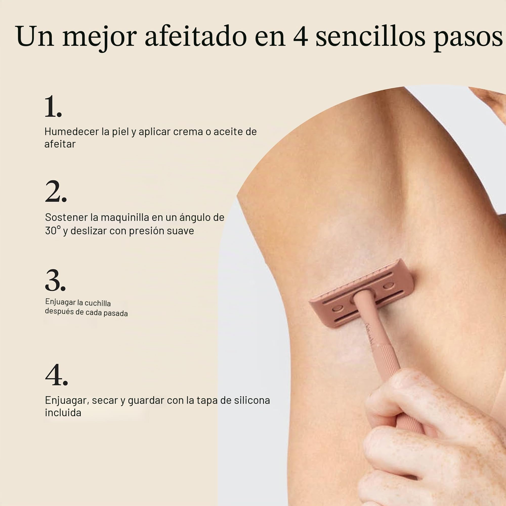 Kitsch Perfect Glide - Maquinilla de afeitar de seguridad con mango de metal y acero inoxidable con 5 cuchillas de seguridad y 1 tapa de afeitar, maquinilla de afeitar de una sola hoja sin arrastre