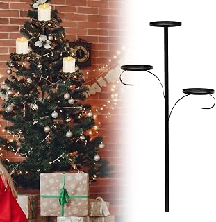 Christmas Candle Holder,Christmas Tree Topper Christmas Tree Star Topper Gingerbread Tree Topper Black Triple Tree Topper (23.6in)