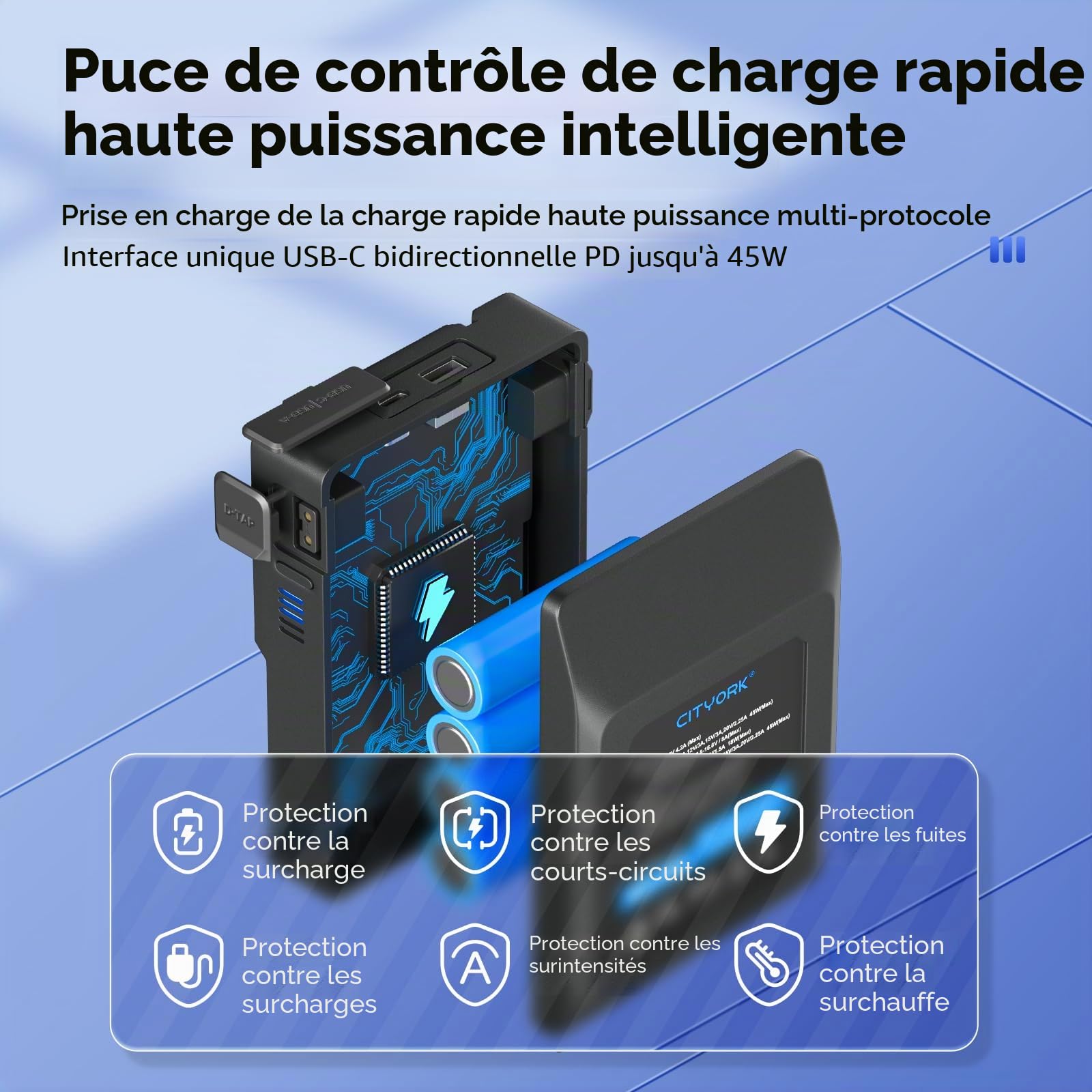 CITYORK Batterie V-Mount/V-Lock 95 Wh pour Sony BP-95W avec chargeur d'entrée USB-C et câble USB-C, compatible avec caméra vidéo, caméscope, diffusion vidéo, lumière LED BP-95W