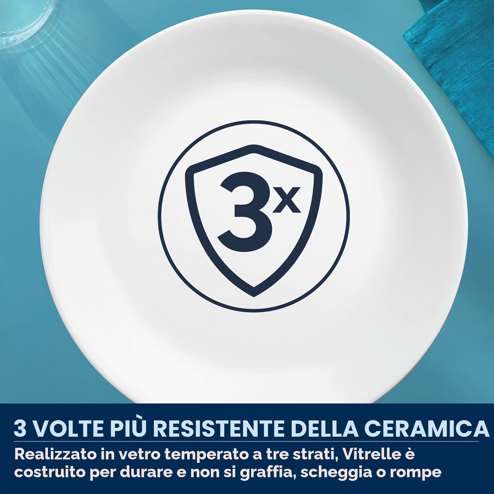 Corelle Piatto piano, bianco puro, set da 12 pezzi