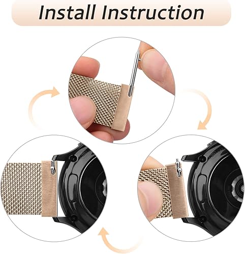 Miniatura 4 de Vancle Correas de reloj de metal de 0.787 in 0.866 in, correa de reloj de liberación rápida, correa de repuesto de malla de acero inoxidable para