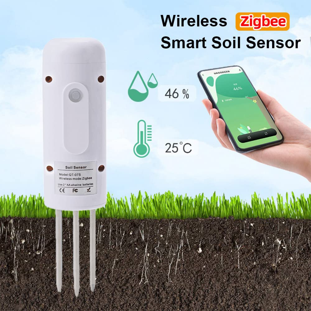 Tuya Zigbee - Probador de humedad de suelo inalámbrico, medidor de humedad de temperatura y humedad, monitor de plantas, detector impermeable IP67 para plantación de jardín