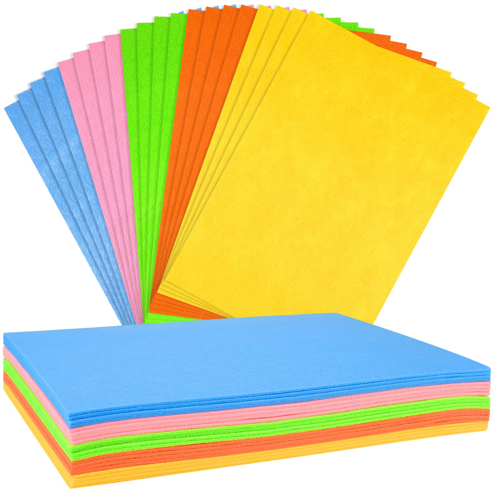 NEBURORA 2 mm dicke Filzplatten für Bastelarbeiten, 20 Stück steifer Filz für Bastelarbeiten, bunte Filzstoffplatten, Patchwork-Nähzubehör (helle Farben gemischt)