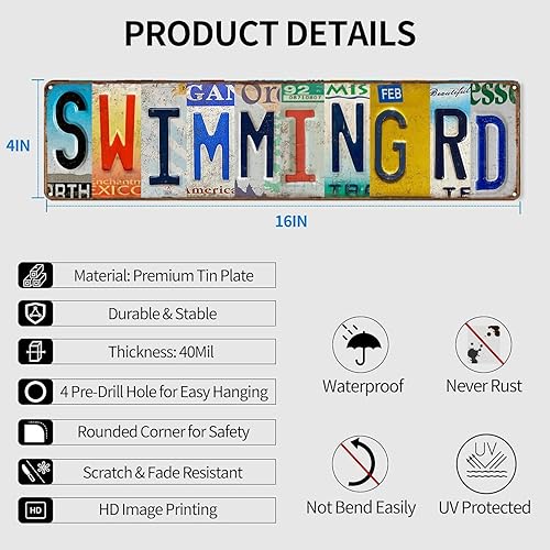 Miniatura 2 de Decoración de piscina al aire libre, letreros de metal retro para exteriores, letreros divertidos para piscina, playa, hogar, jardín, decoración de