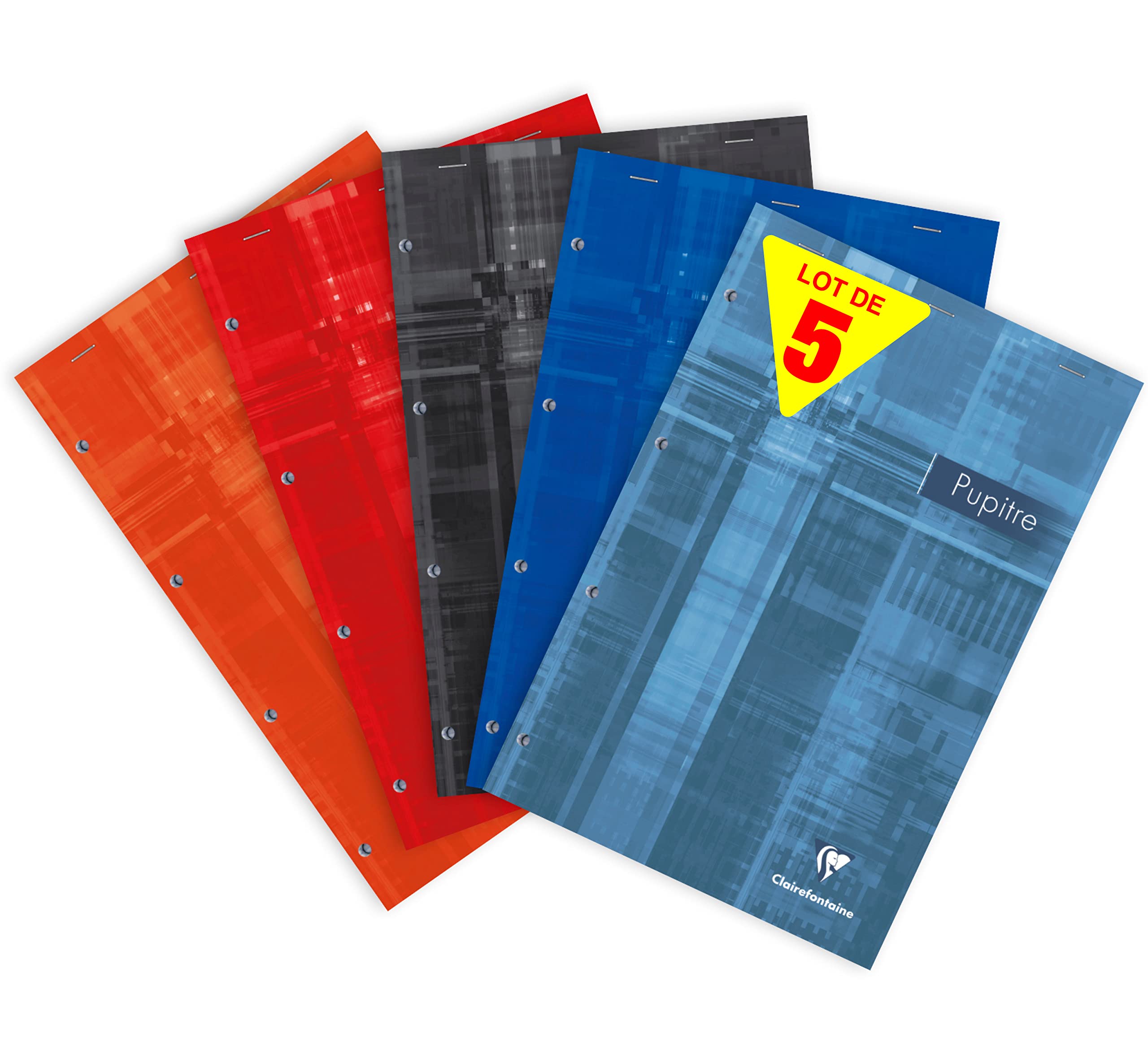 Clairefontaine 66132C - Lot 5 Blocs Pupitre A4+ 160p PC Perforés Pelliculé