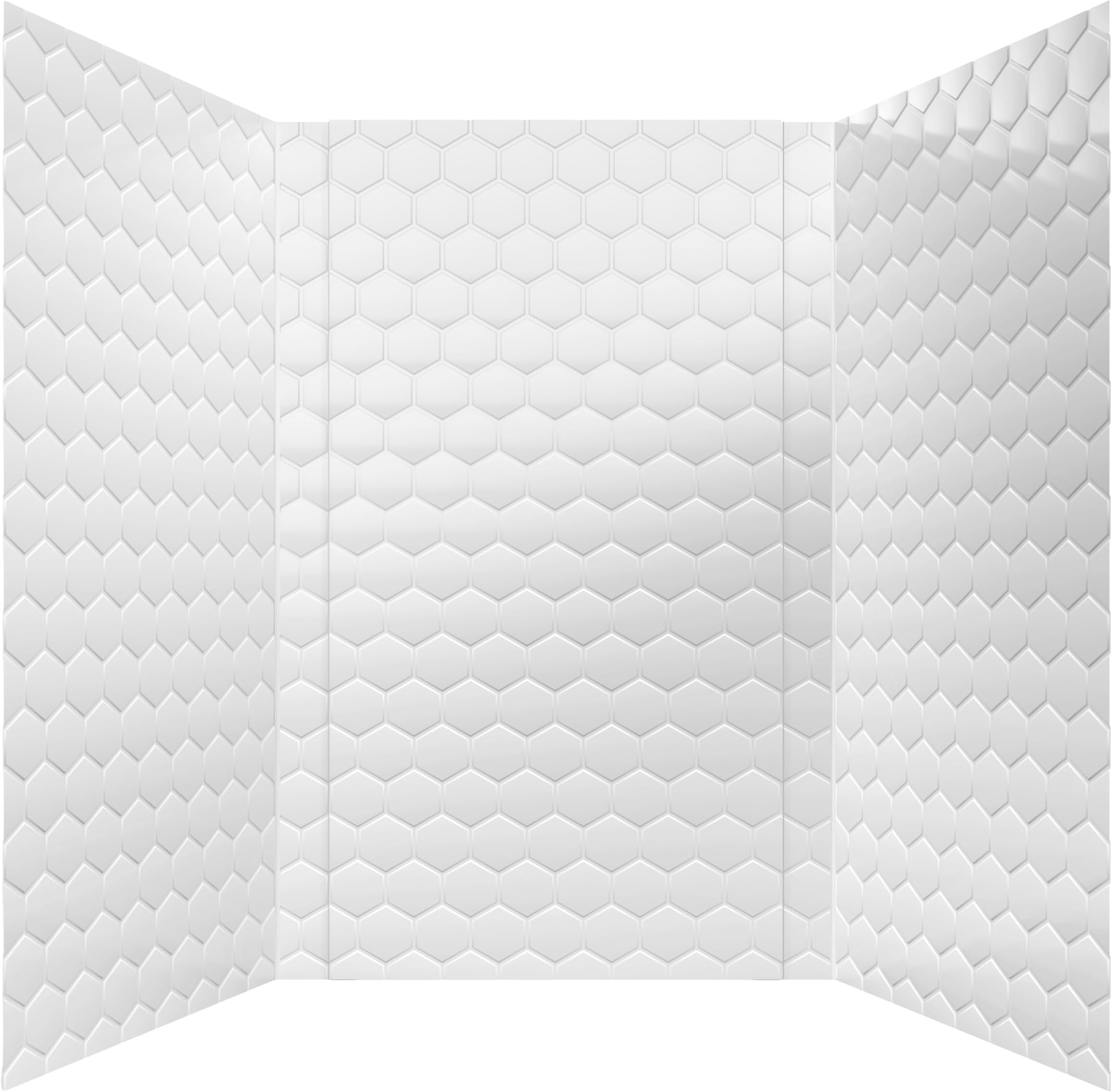 From Plain To Beautiful In Hours 133-WHITE-HEX-KIT Hex Tile - Tub and Shower Wall Panels Surround (Covers/ 96 sq. ft.), Gloss White, 1 Piece
