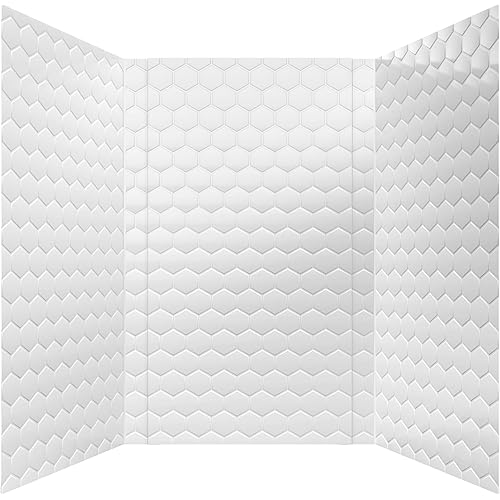 From Plain To Beautiful In Hours 133-WHITE-HEX-KIT Hex Tile - Tub and Shower Wall Panels Surround (Covers/ 96 sq. ft.), Gloss White, 1 Piece