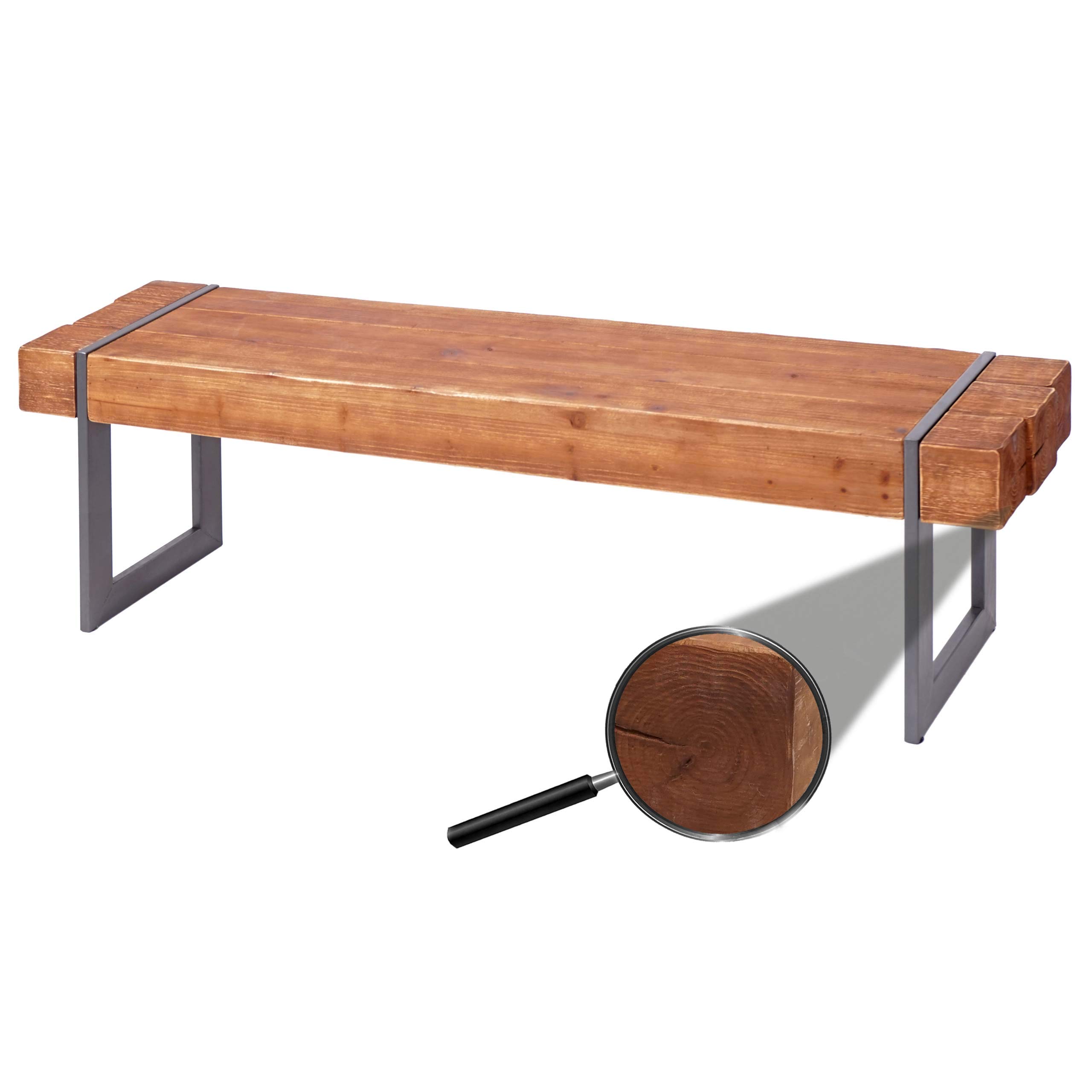 Mendler Sitzbank HWC-A15, Esszimmerbank Bank, Tanne Holz rustikal massiv MVG-Zertifiziert - braun 160cm