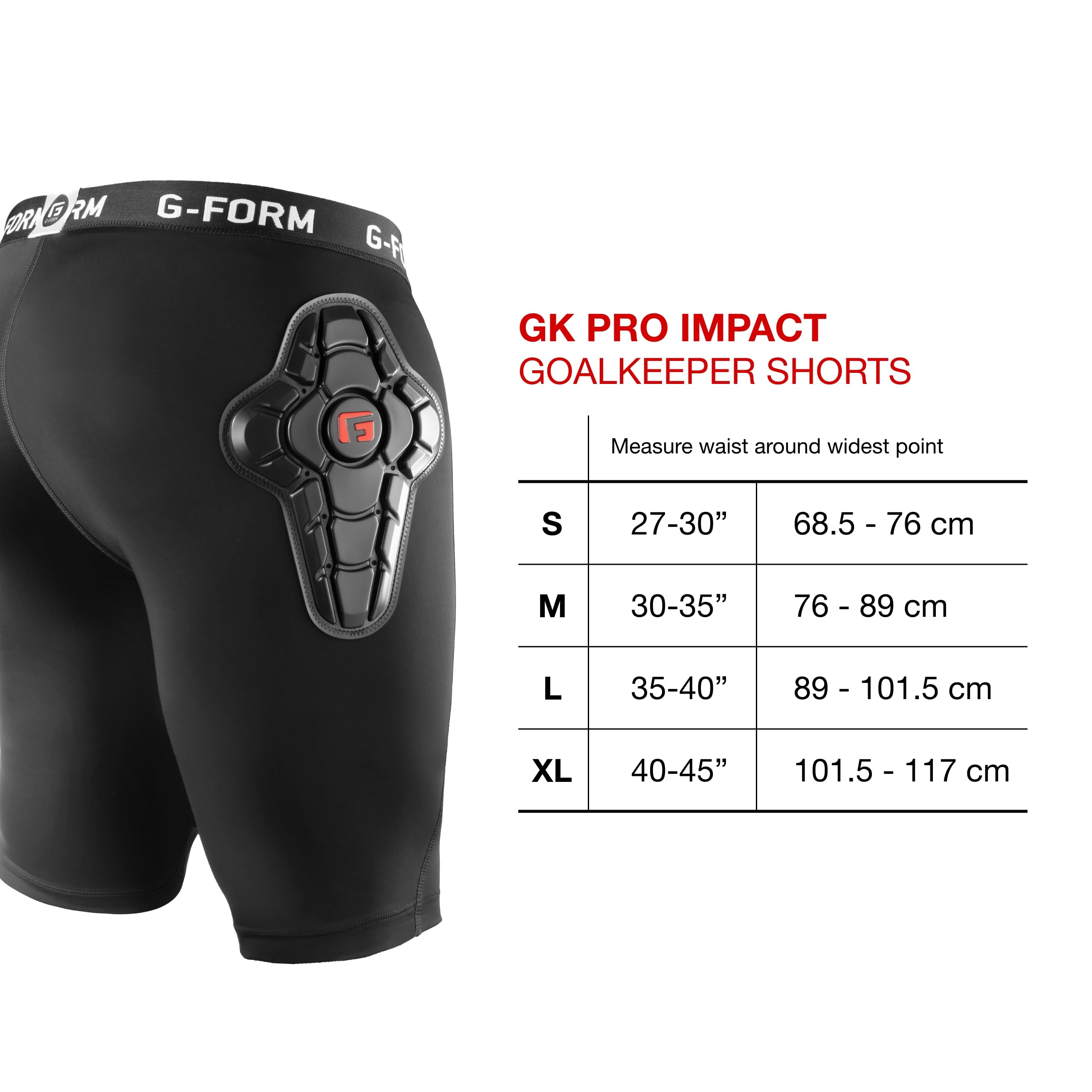 G-Form Pantaloncini da Portiere - Pantaloncini Imbottiti con Base Compressivo - Abbigliamento Protettivo per Il Calcio e Gli Sport ad Alto Impatto - Traspirante e Lavabile in Lavatrice - Grande