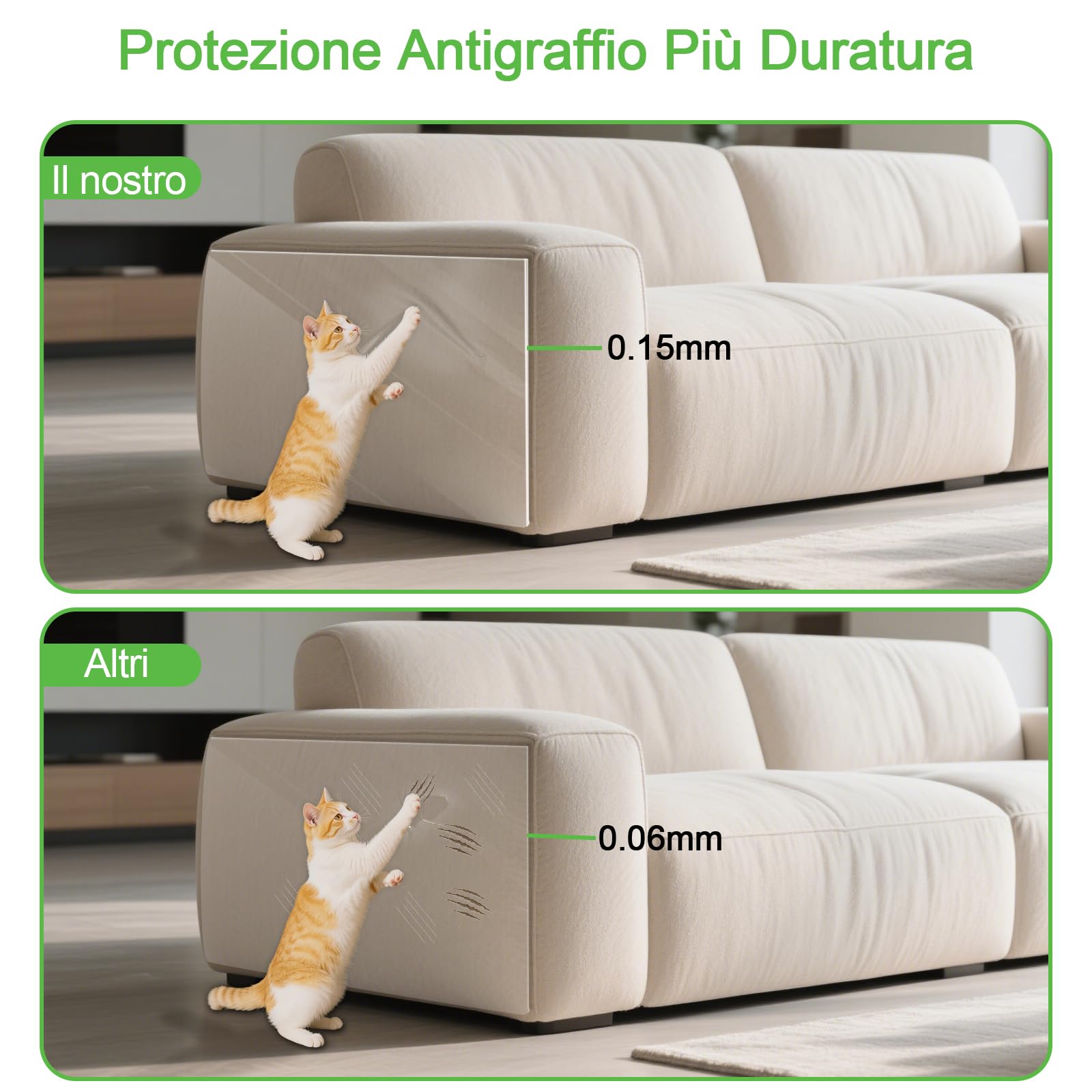 Dictien 40X500CM Protezione Divano Graffi Gatto, Antigraffio Gatto Divano, Protezione Porta Graffi Cane da Esterno, Pellicola Antigraffio, Datto per Mobili, Porte, Pareti, Tappeti, Banconi