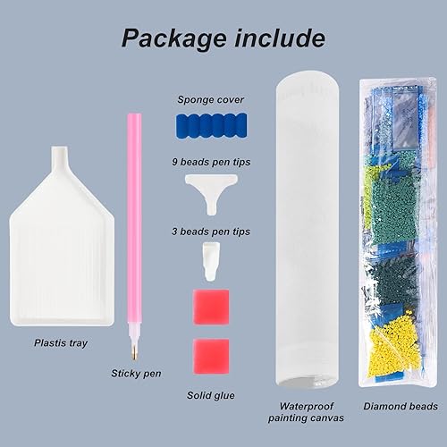 Miniatura 5 de Stalente Kits de pintura de diamantes para adultos, kit de arte redondo de diamantes de taladro completo, pintura 5D con diamantes, manualidades