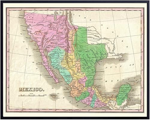 Mexican Wall Art & Decor - Mexico Map - Mexican Gifts - Vintage Map - History - Chicano Art Wall Decor - Mexicano Mapa Artes Decoraciones Mural