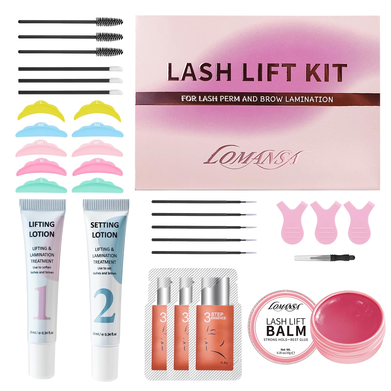 Lomansa Lash Lift Kit, Eyelash Perming Kit, Brow Lamination Kit, Easy Squeeze Tube Design, Beginner Friendly 15 Uses