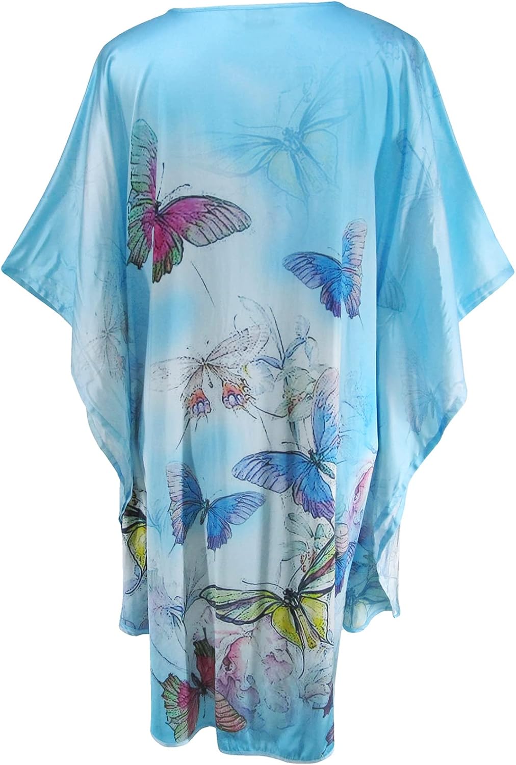 Ledamon Women's 100% Silk Short Robe Bathrobe Nightgown Pajama Sleepwear -Classic Batwing Sleeved