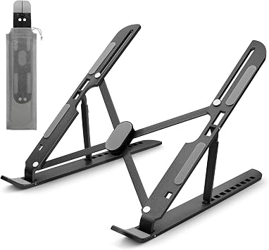 MECHEER Laptop Stand for Desk Adjustable, Folding Tablet Stand Aluminum Laptops Holder, Portable Laptop Riser for Desk, Foldable Computer Stands for Notebook PC