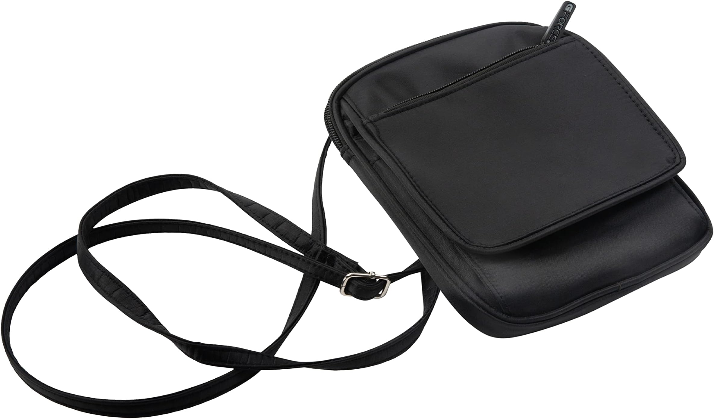 GForce Travel Cross Body Security Pouch Bag | RFID Blocking Document Holder Organizer, Black, 8"x 1.2"x 6.3"