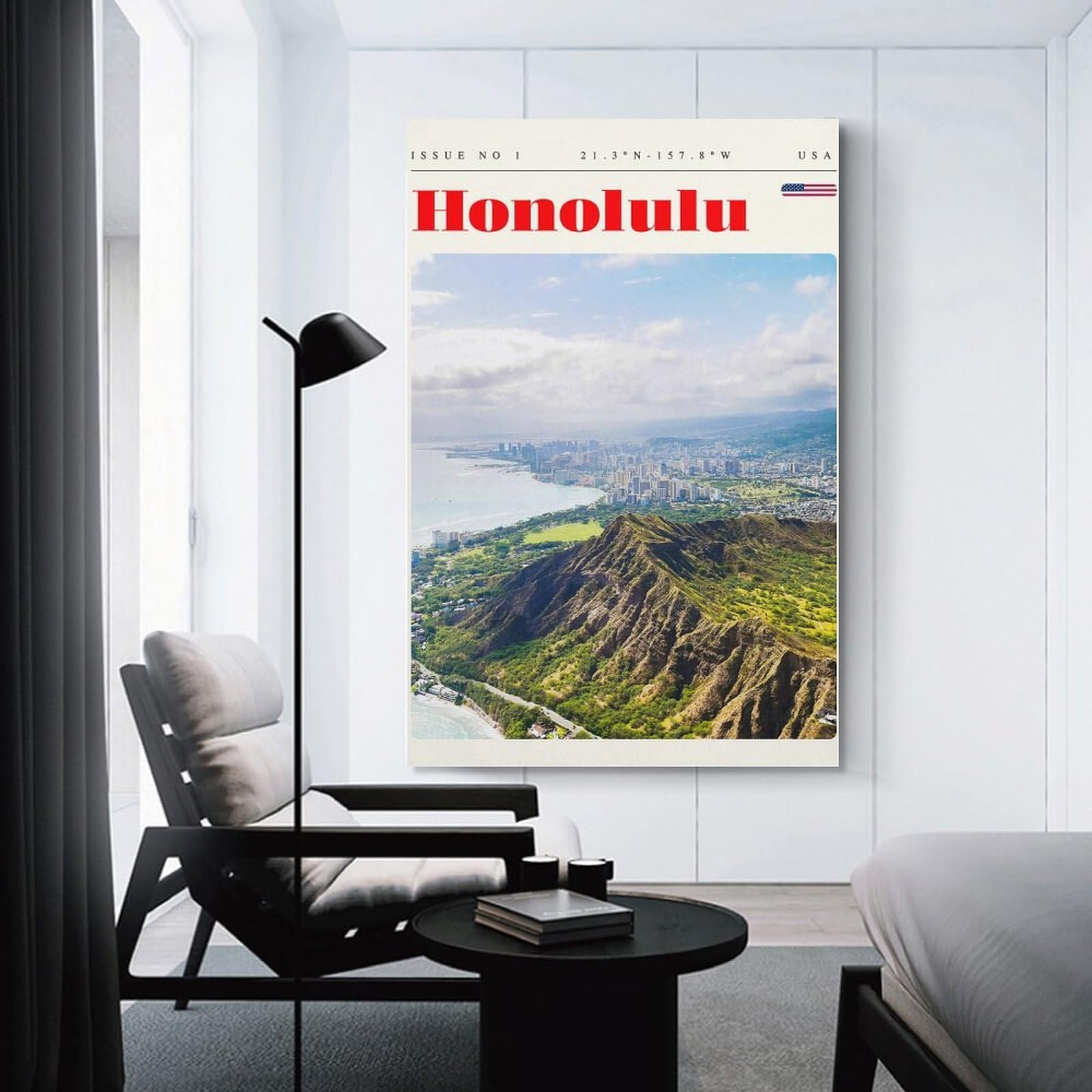 Junmoney Honolulu Hawaii Travel Art Canvas Wall Decor, 16x24inch(40x60cm), for New Homes, Bedrooms Or Workspaces, Gift Idea for Housewarming And Birthdays