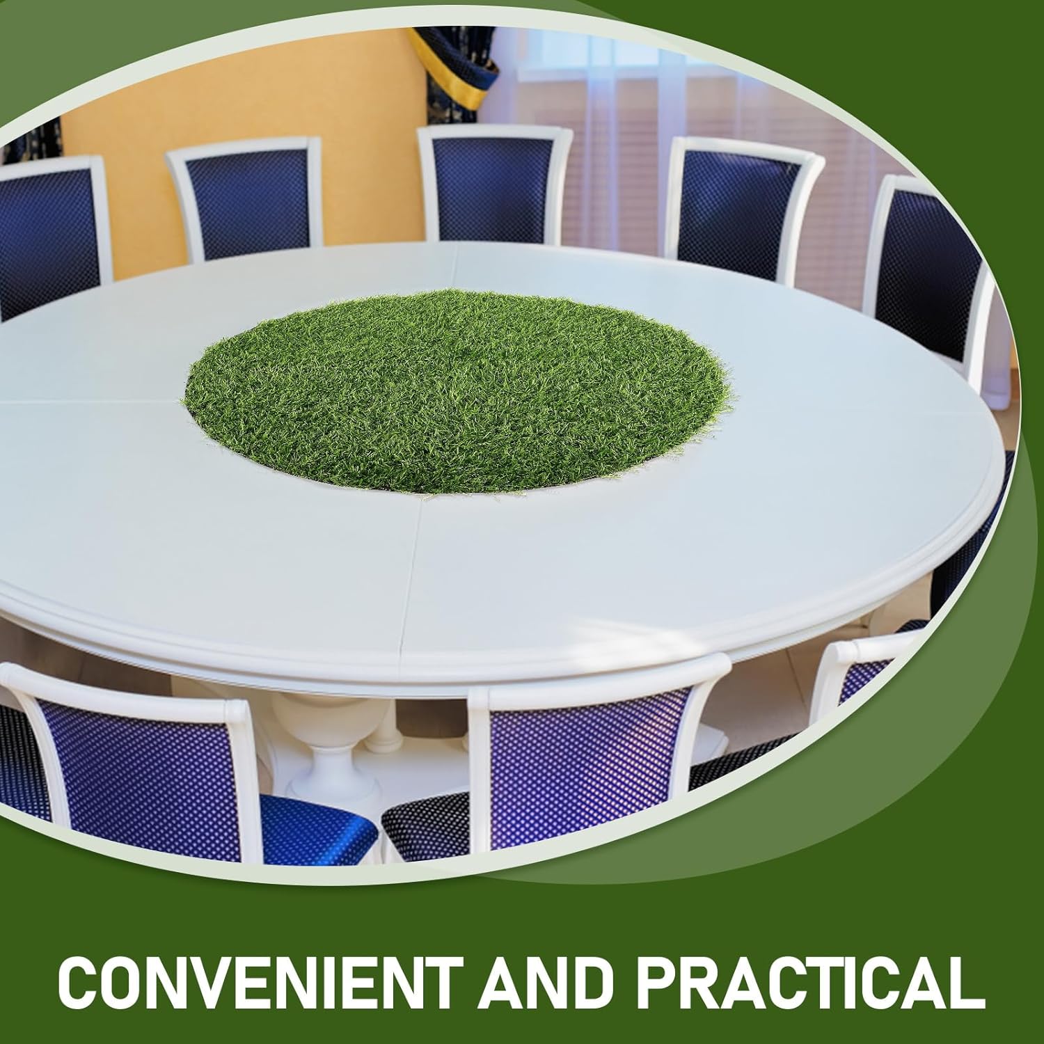 Artificial Grass Table Runners Green Grass Tabletop Round Tablecloth for Wedding Party Birthday Banquet Baby Shower Home Decorations