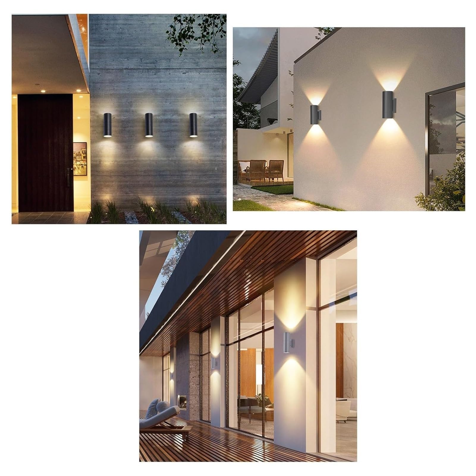 Focos LED - Luces De Paisaje, Bañador De Pared Exterior Con Irradiación De Doble Cabezal Hacia Arriba Y Hacia Abajo, 220V MLámpara De Pilar Para Patio De Villa IP65(Yellow Light,9w)
