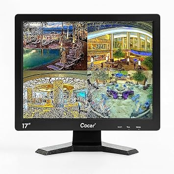 Cocar CCTV Security Monitor, 17 inch BNC Monitor with VGA HDMI AV Built-in Speaker 43 HD Display LCD Screen Display with USB Media Player for Home Surveillance Camera STB PC