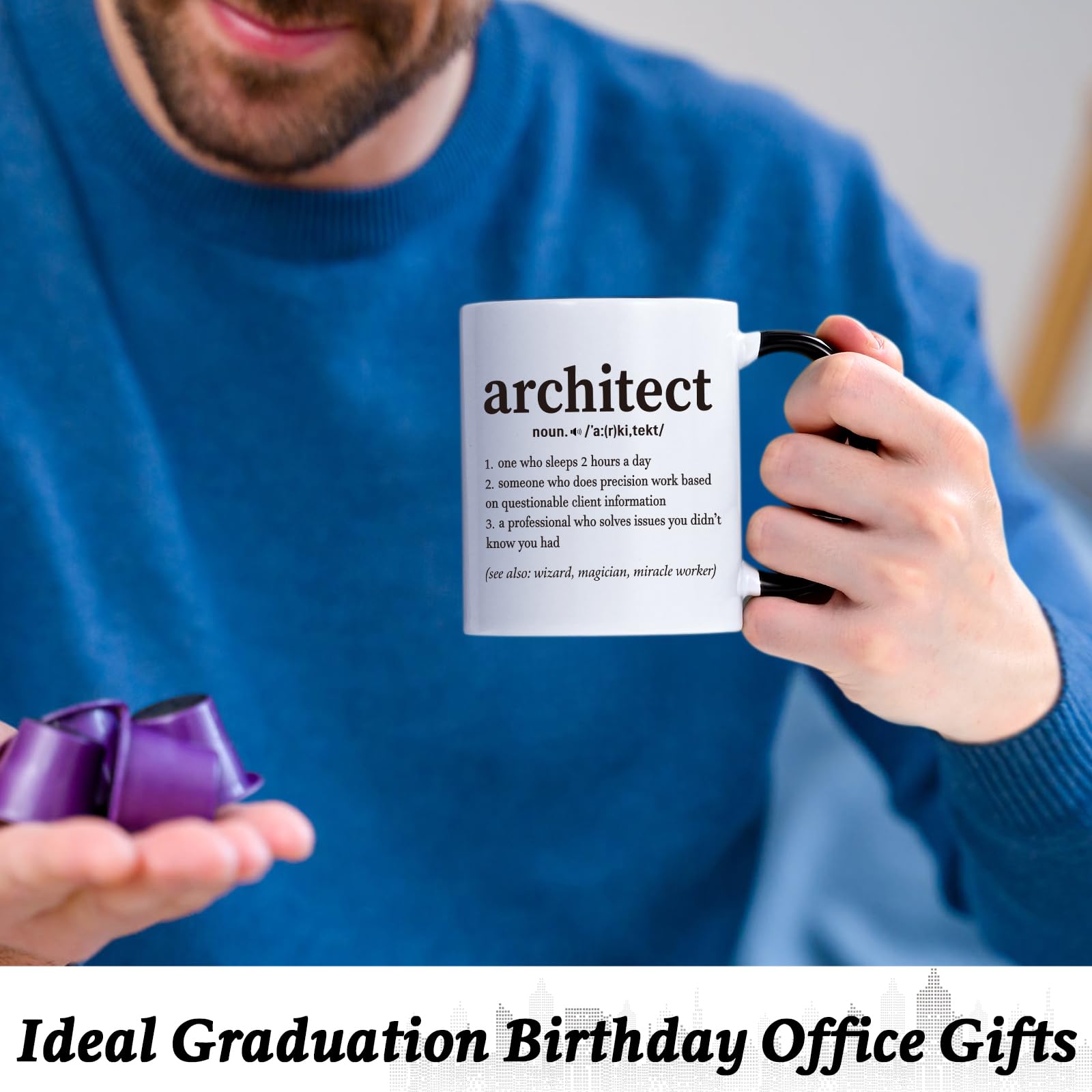 Cabtnca Architecture Gifts, Christmas Gifts for Architects & Architecture Students Teachers, 11Oz Mug with Architect Text, Graduation Birthday Office Gift for Men Women