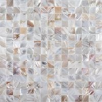 Vista 1 de MOP Mosaico natural de nácar cuadrado sin costuras para baño cocina 12 "x 12" malla de fibra 1 hoja