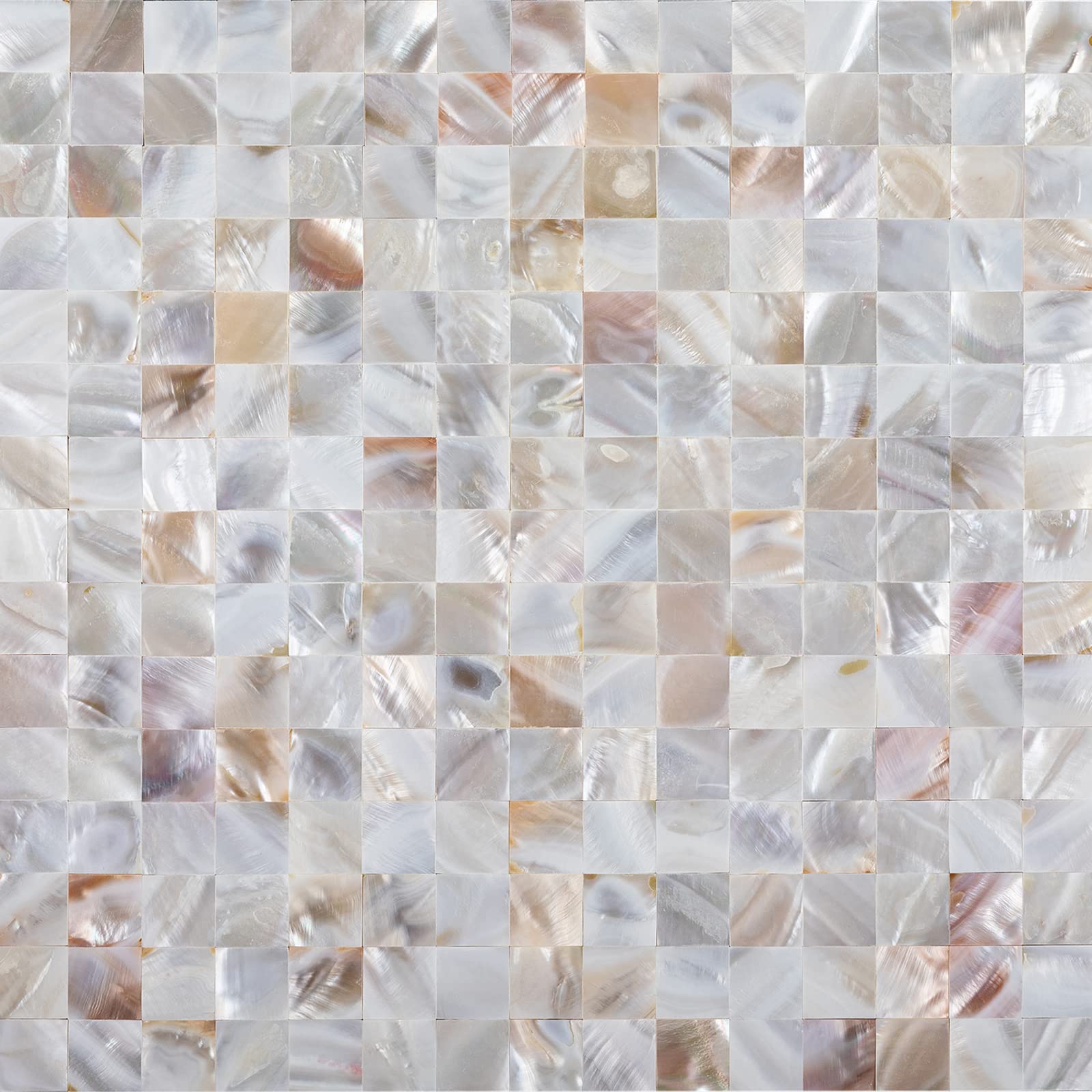 MOP Natural Mother of Pearl Mosaic Square Seamless Backsplash Tile for Bathroom Kitchen 12" X 12" Back Fiber Mesh 10 Sheets