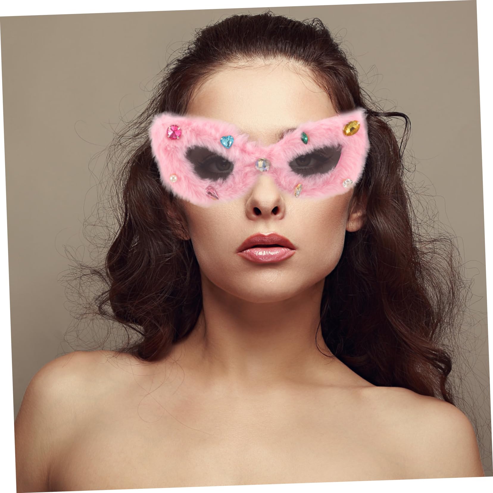 Healvian 5 Piezas Gafas De Sol De Peluche Anteojos De Sol Afelpados Pelo Divertido Delirio Gafas De Sol De Felpa Gafas De Sol Esponjosas Festival De Gafas De Sol Fiesta Mujer Resina Rosa