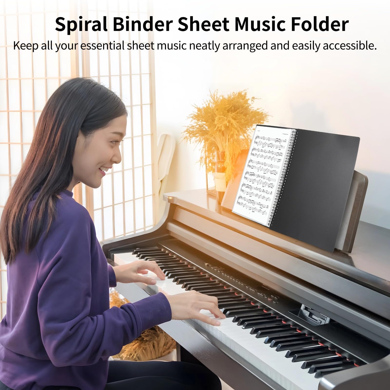 120 Pages Sheet Music Folder, Spiral Binder Music File Holder, Paper Document Storage Organizer, Waterproof Choir - Image 4
