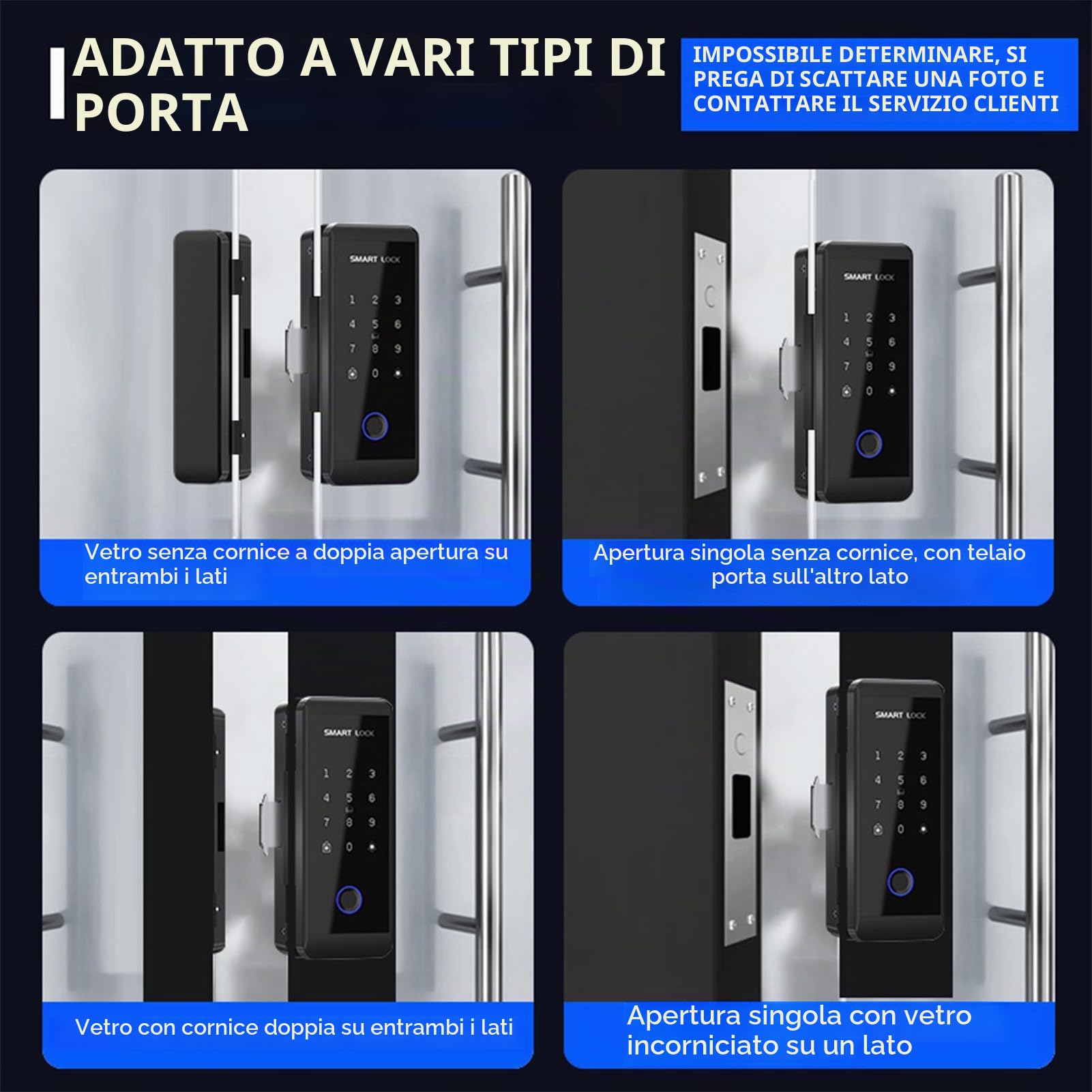 Smart Lock WIFI Impronte Digitali Push Pull Serrature per Porte D'ingresso Senza Chiave per Porta in Vetro, Metallo, Legno, APP TY, Telecomando Multilingue