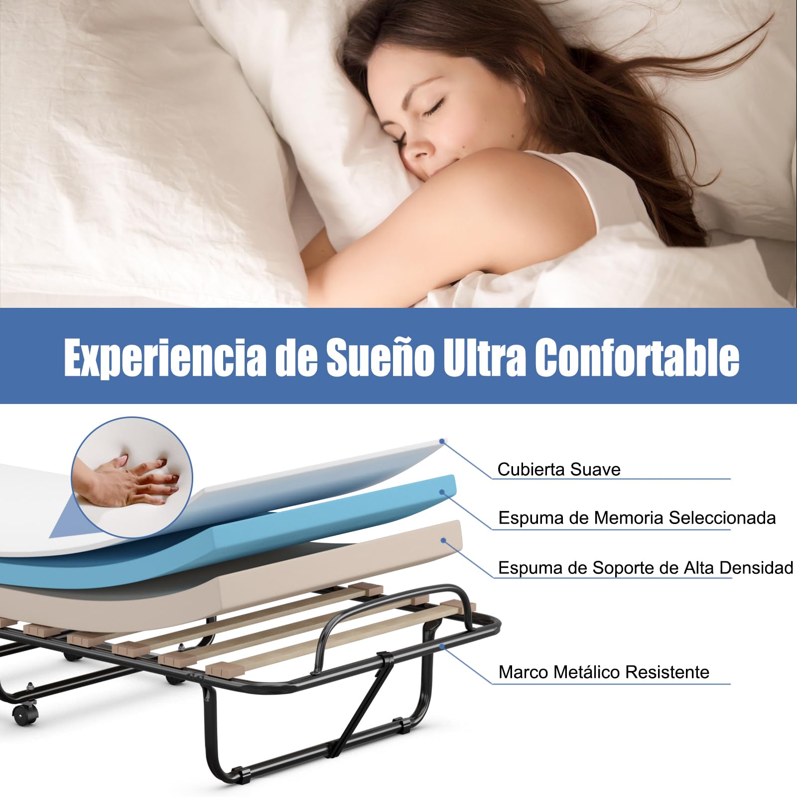 Pocketvering- en traagschuimmatras - traagschuim 5 cm - orthopedisch