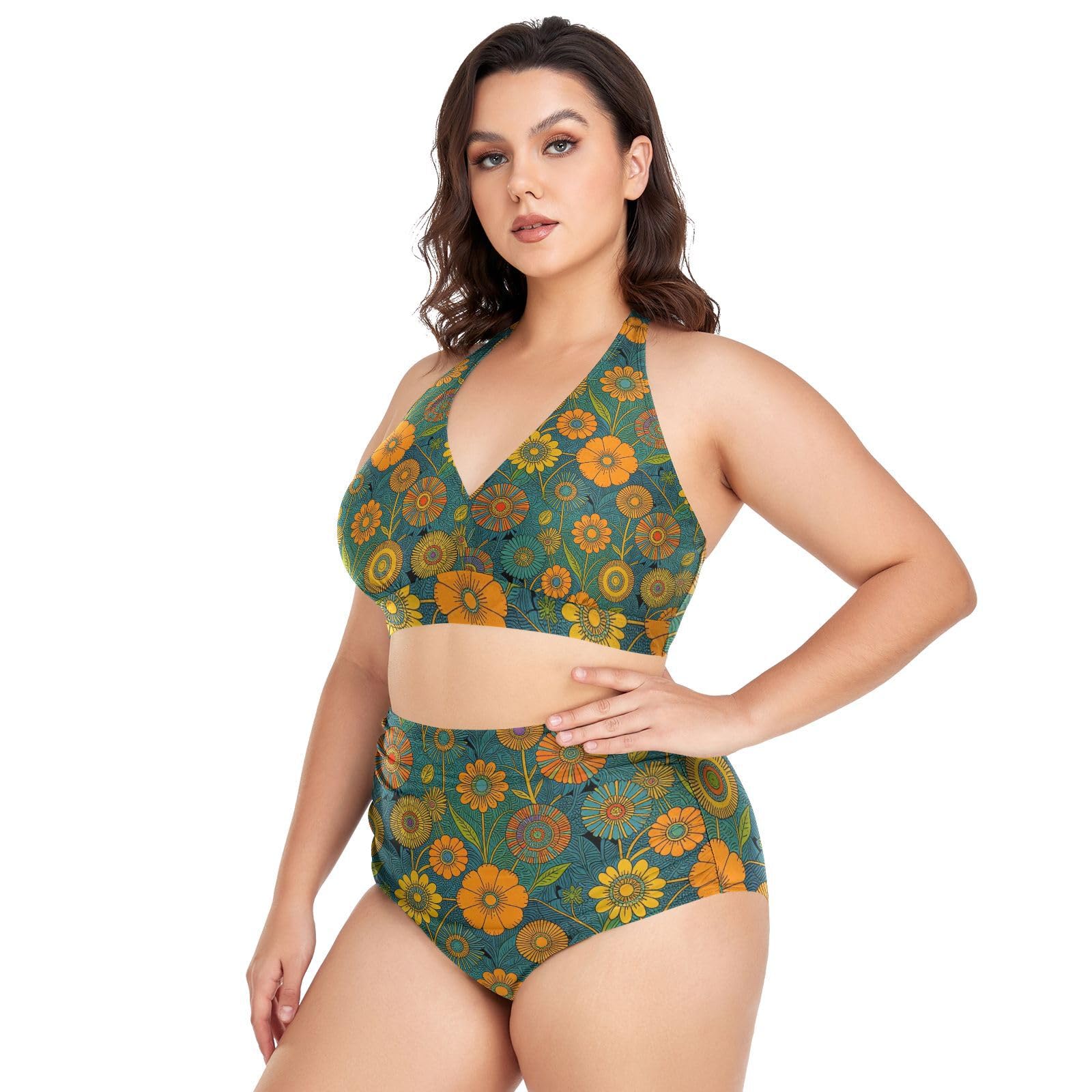 FRODOTGV Curvy damskie dwuczęściowe zestawy kąpielowe L-4XL