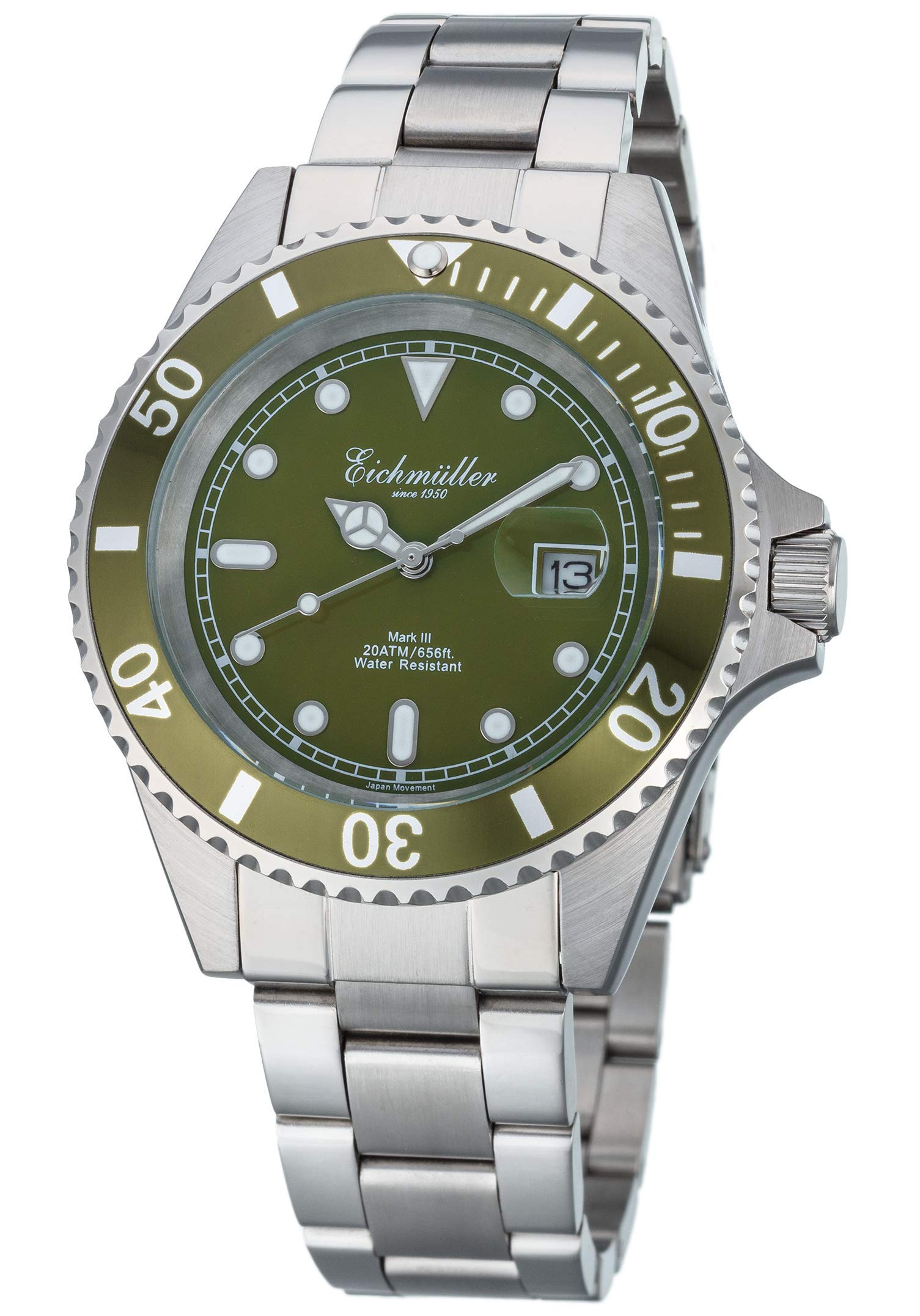 Montre de plongée en acier Eichmüller avec loupe de date et bracelet - 4