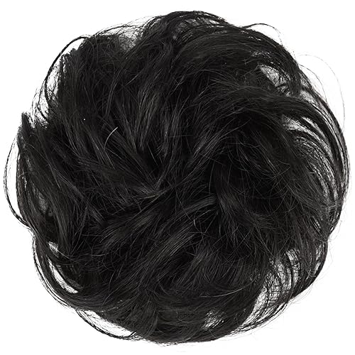 Miniatura 8 de FESHFEN - Extensiones de moño, 100 % cabello humano, pieza de moño desaliñado, goma de cabello rizado, coleta, extensiones para mujeres y niñas,