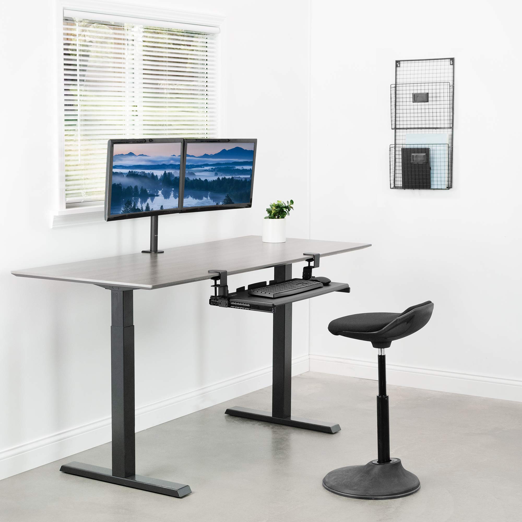 VIVO Large Height Adjustable Under Desk Keyboard Tray, Cclamp Mount