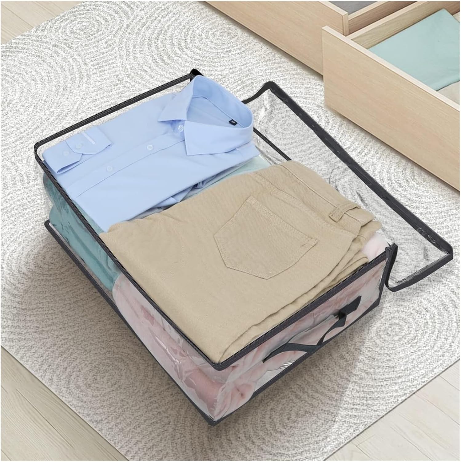 Storage Bins Storage Bags with Zipper Transparent Plastic Bags for Clothes Sweaters Bedding Blankets Storage Container