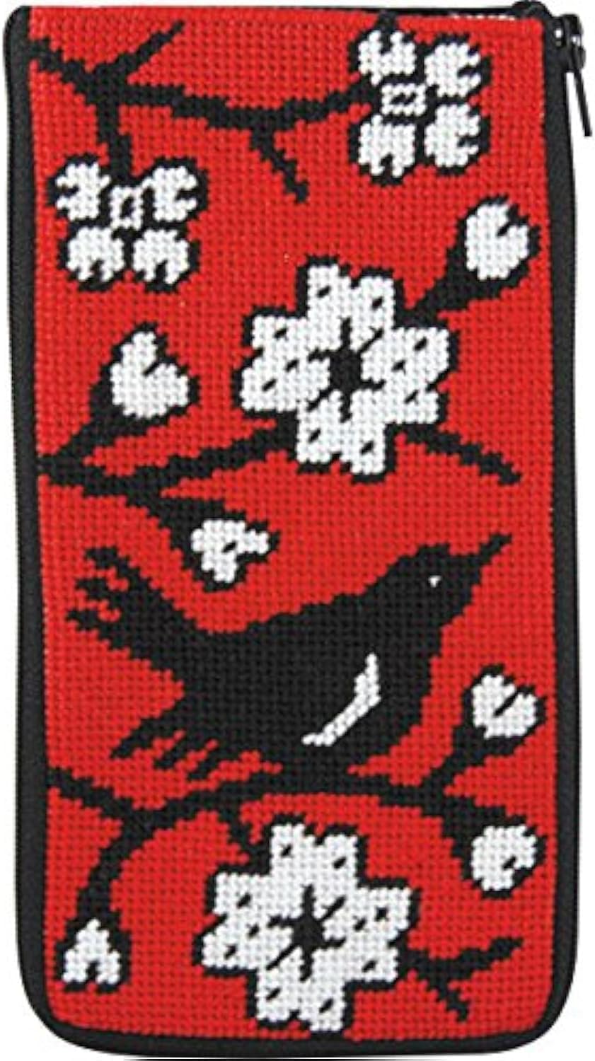 Alice Peterson Stitch & Zip Eyeglass Case - Blackbird Needlepoint Kit - 3.5" x 7" - Adult