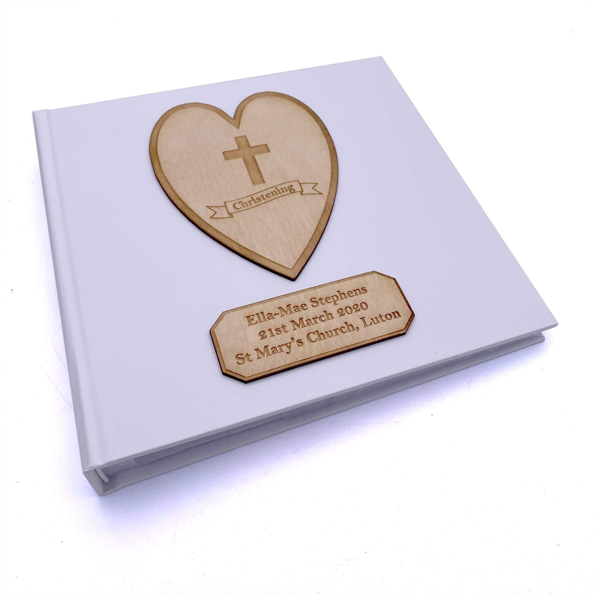Ukgiftstoreonline Personalised Christening Day Photo Album Keepsake Gift Boxed Wood Engraved