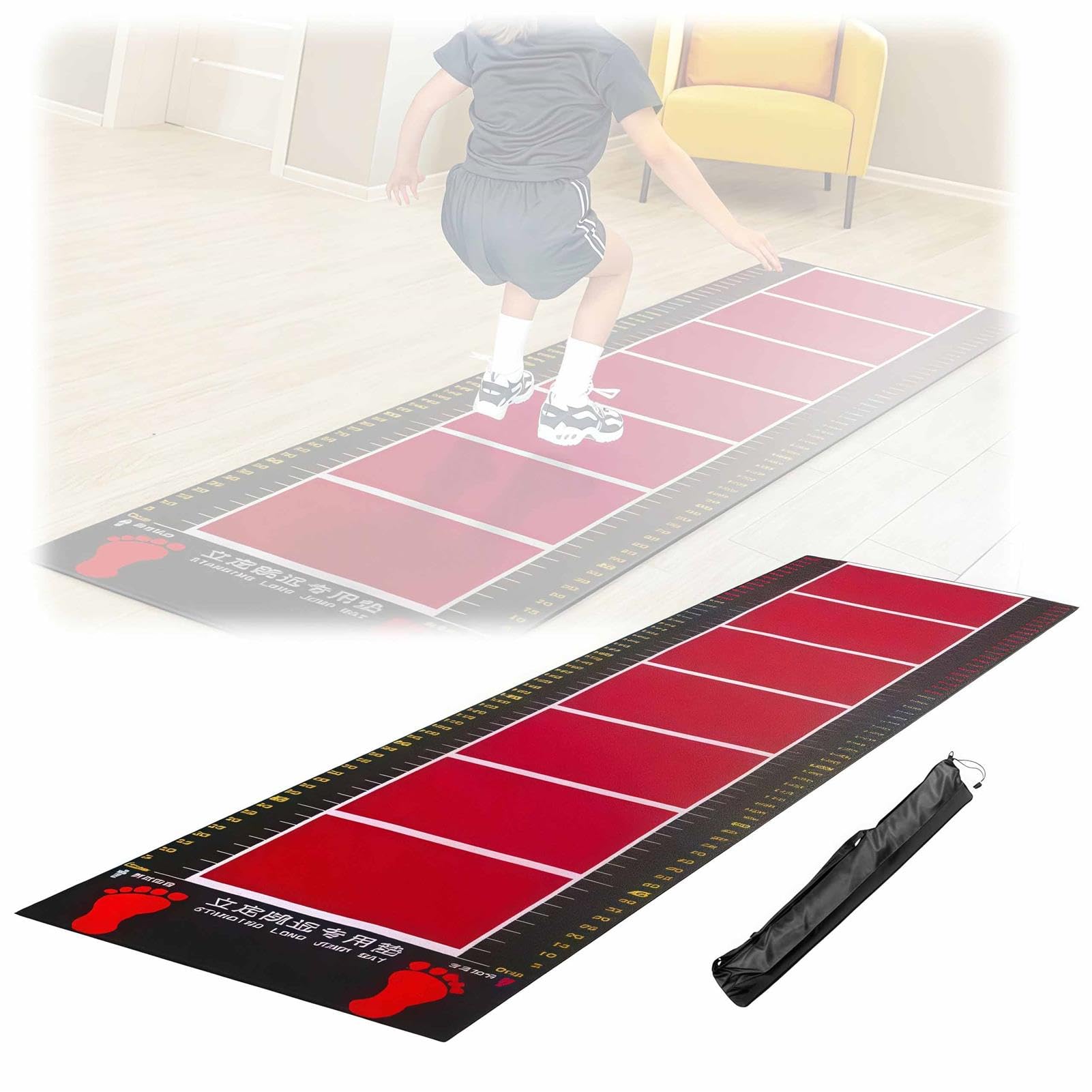 Esterilla de prueba de longitud de salto y fitness para adultos y niños