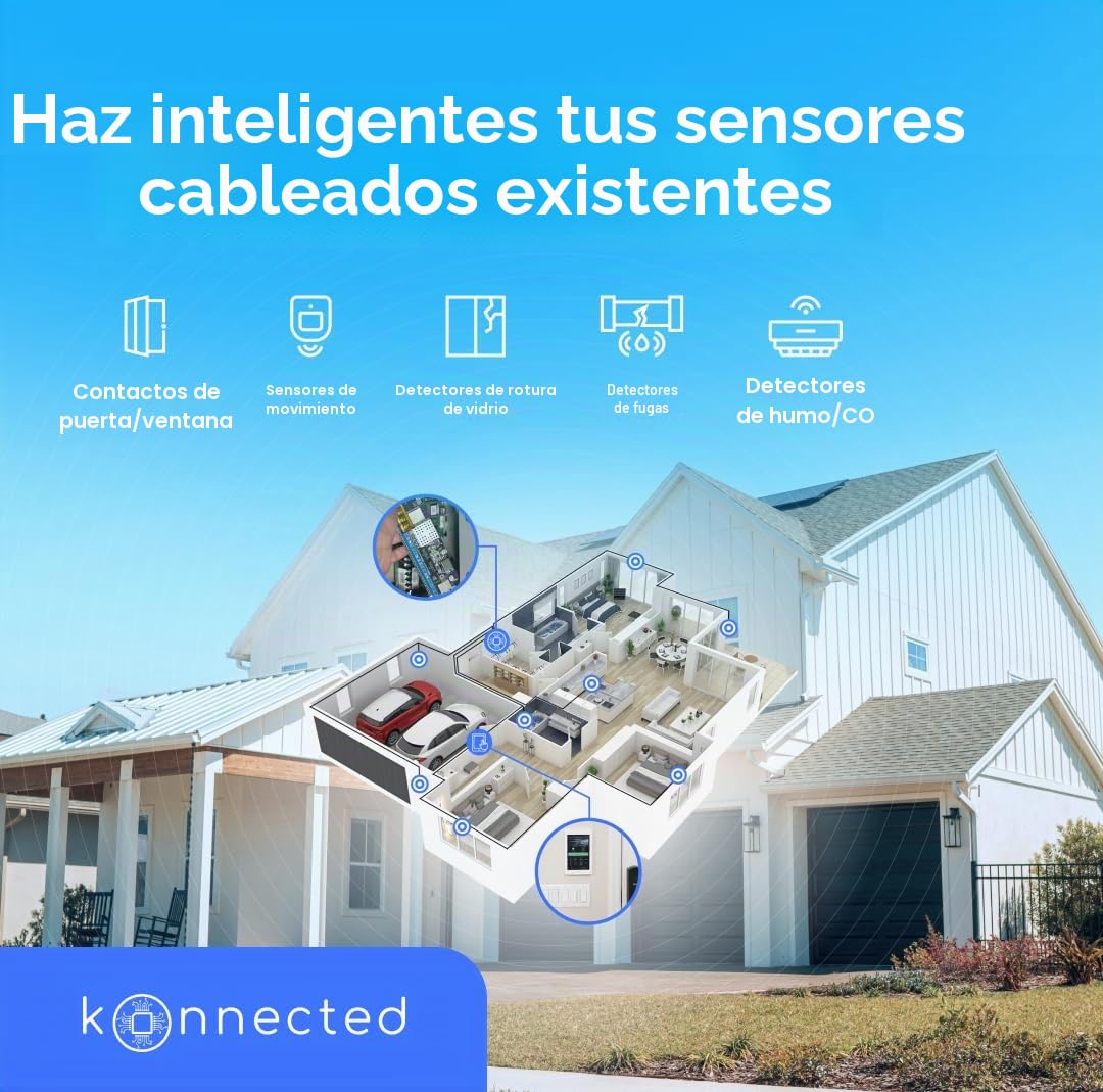 Konnected Alarm Panel Pro Kit de reajuste del sistema de alarma con cable de 12 zonas, hace que cualquier sistema de alarma con cable sea inteligente, sin cargos mensuales, funciona con SmartThings,