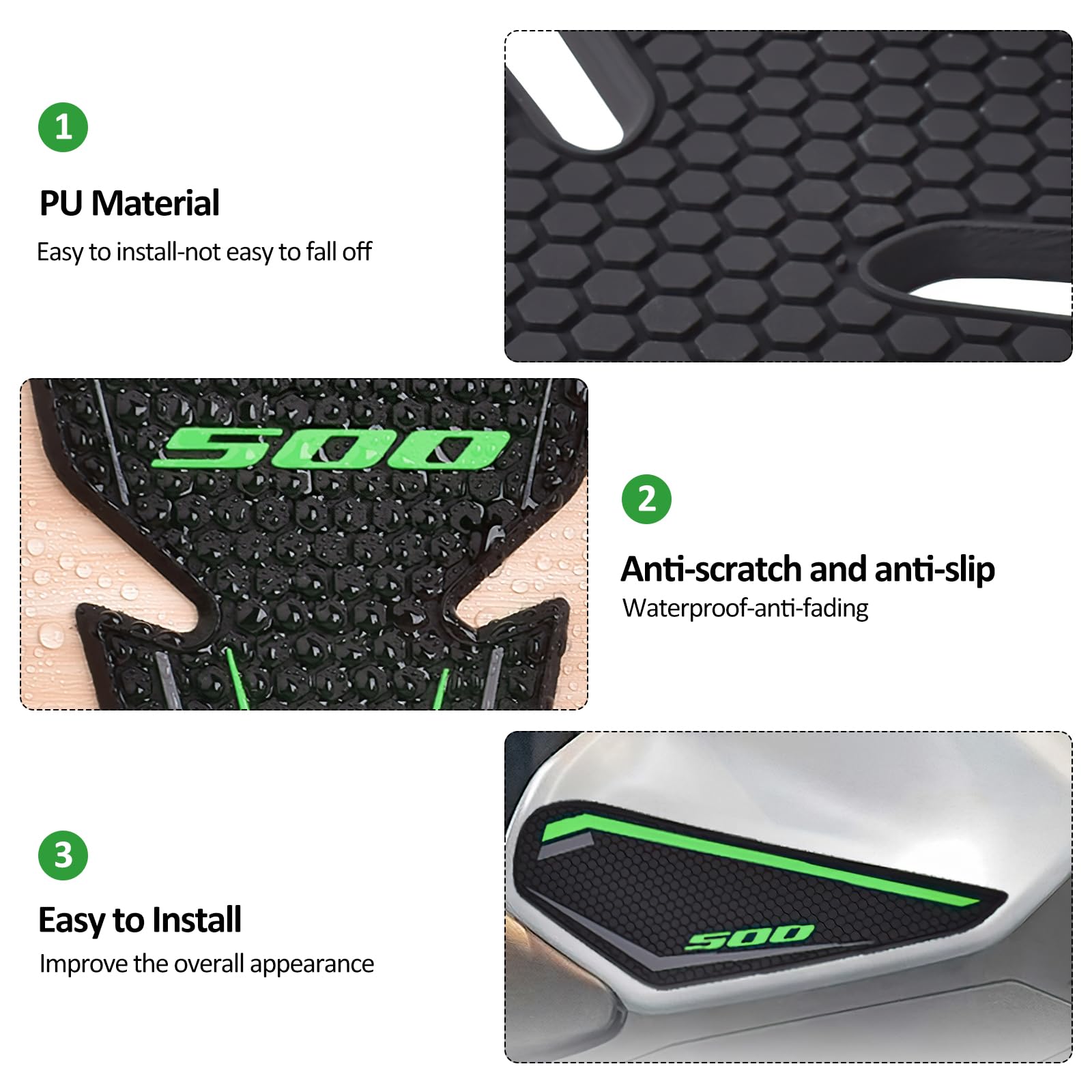 Protège-réservoir pour Kawasaki Ninja 500 Z500 SE 2024-2025, vert