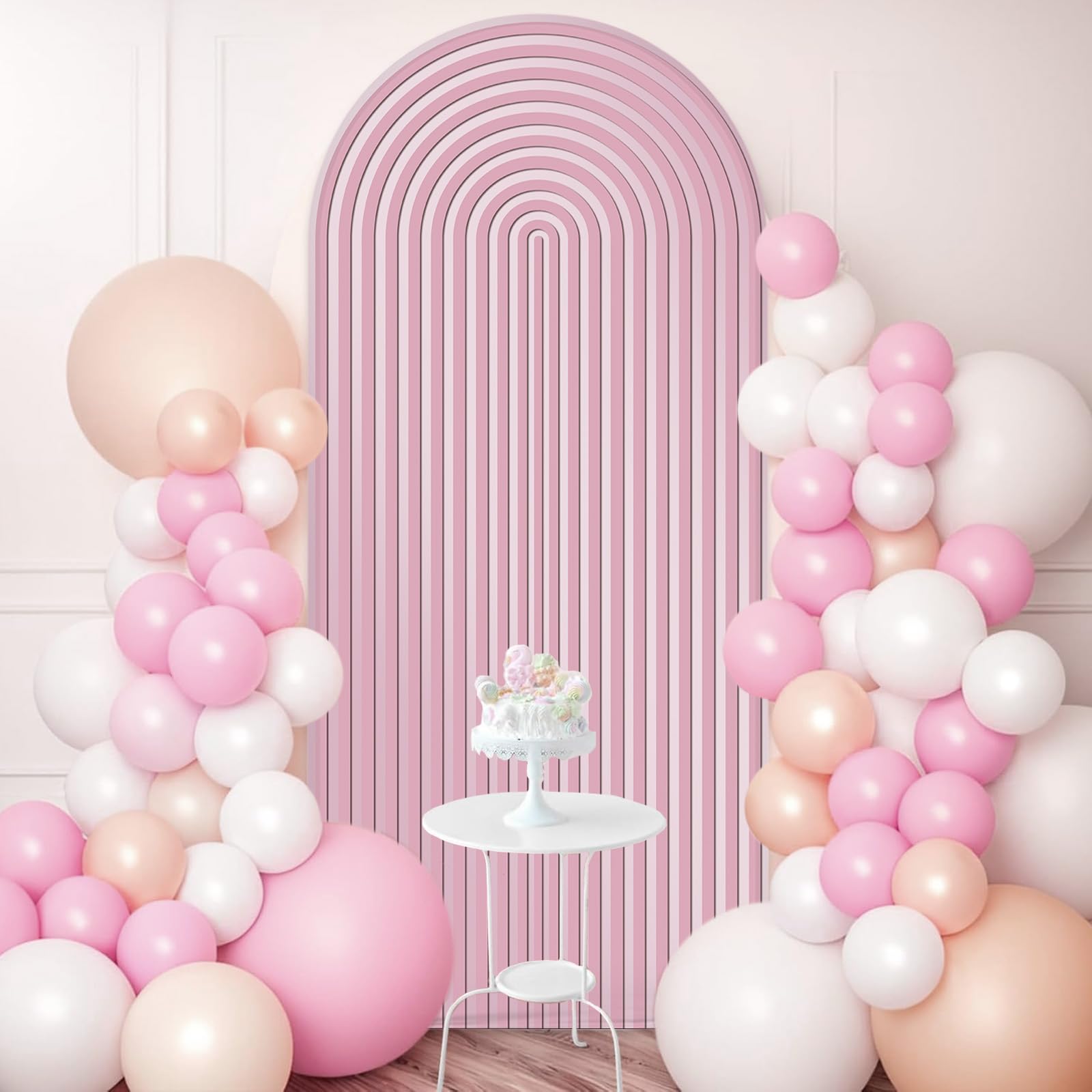 AIBIIN 100 x 210 cm sfondo a forma di arco rosa 2 lati Fit sfondo stand per matrimonio, compleanno, baby shower, festa di famiglia