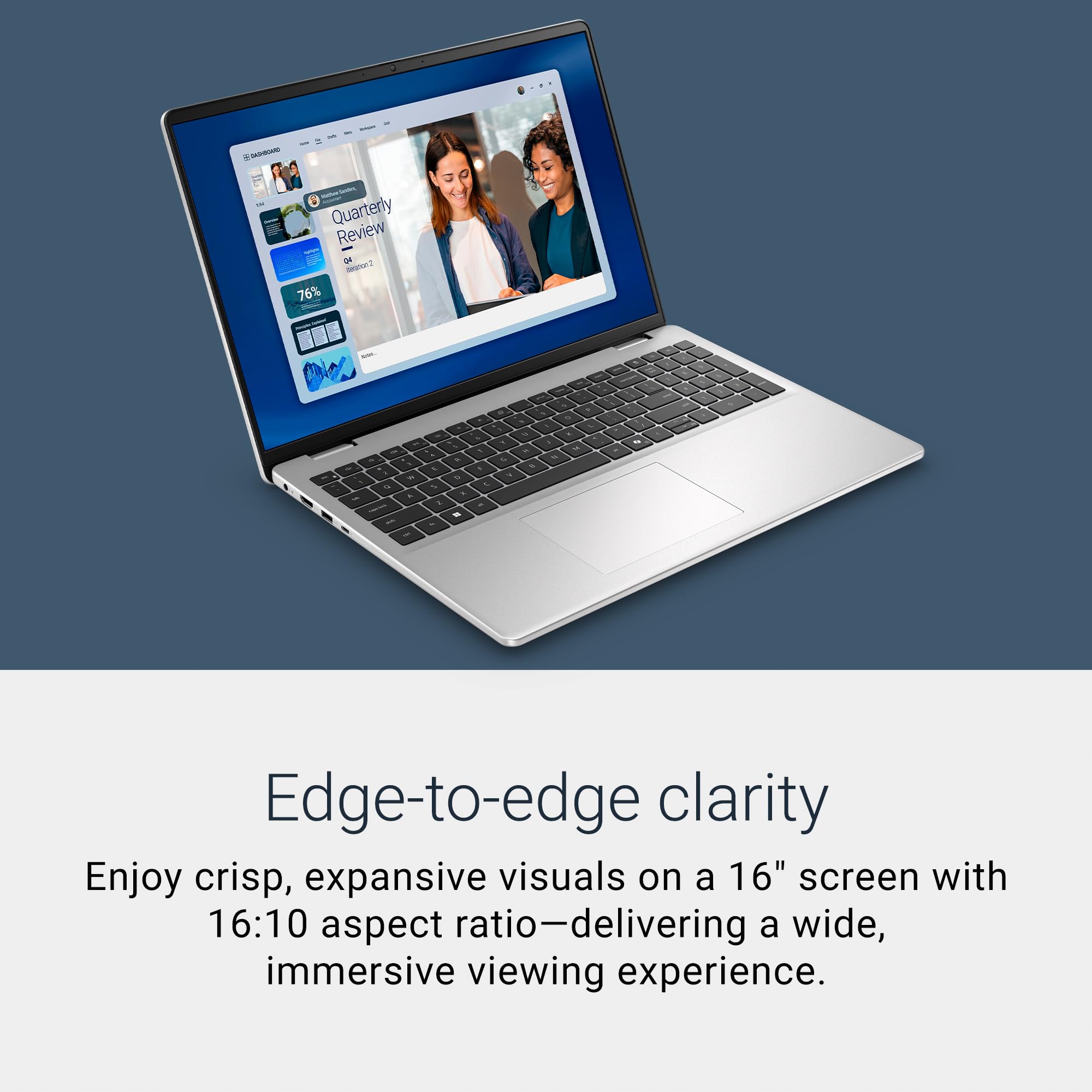 Dell 16 Laptop DC16256-16.0-inch 16:10 2K Touchscreen Display, AMD Ryzen AI 7 350 Processor, AMD Radeon Graphics, 32GB Memory, 1TB SSD, Windows 11 Home, Copilot+, Onsite Service, Platinum Silver - 3