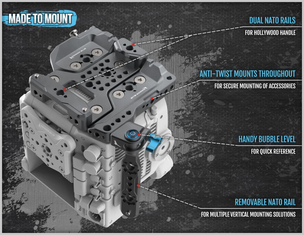 KONDOR BLUE Camera Cage ONLY For Canon C400 - Lightweight Multi-Plate Design For Flexibility, Accessory Mounting (Gray)